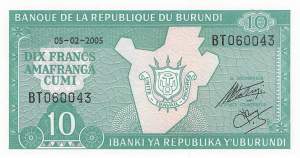 Burundi p33e 10 Francs 2005